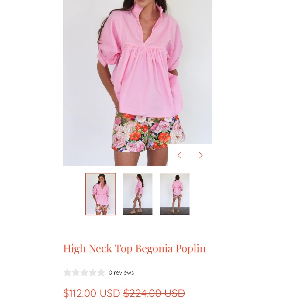 Never A Wallflower High Neck Top Begonia Poplin